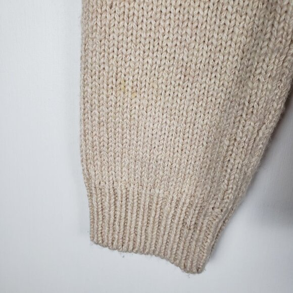 Anthro Angel of the North Cowl Sweater Chunky Waffle Knit Tan Cream Size Medium - Picture 4 of 7